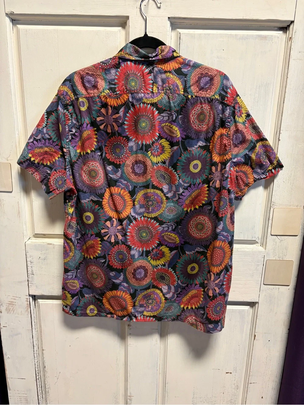J. Crew Short-Sleeve Floral Button-Down Shirt - Purple, Orange, Red, Yellow
